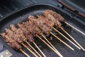 Grilled beef skewers or sate or satay on a pan