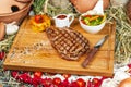 Grilled beef steak according to Georgian recipe. Royalty Free Stock Photo