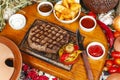 Grilled beef steak with grilled vegetables Royalty Free Stock Photo