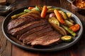 Grilled beef steak ribeye with vegetables, AI Generated