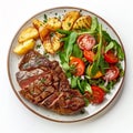 grilled beef steak and rustic potatoe Royalty Free Stock Photo