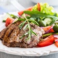 Grilled Beef Steak with Salad Royalty Free Stock Photo