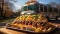 Grilled beef taco, fresh vegetables, outdoor meal generated by AI Royalty Free Stock Photo