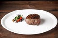 Grilled beef tenderloin Steak on a white plate Royalty Free Stock Photo