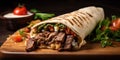 Grilled Beef Wrap A Fresh Grilled Donner Or Shawarma Beef Wrap Roll Hot And Ready To Serve And Eat W