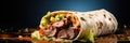 Grilled Beef Wrap A Fresh Grilled Donner Or Shawarma Beef Wrap Roll Hot And Ready To Serve And Eat W