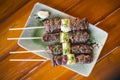 Grilled Beef `Yakitori`/Yakitori are grilled Beef skewers Royalty Free Stock Photo