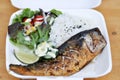 Grilled blue mackerel, grilled fish or grilled saba