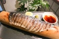 grilled blue mackerel, grilled fish or grilled saba and lime