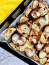 Grilled Bonito Palamut Fish Slices on oven tray with baking paper