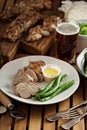 Grilled braided pork with green beans Royalty Free Stock Photo