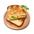 grilled bread with butter on white background illustration