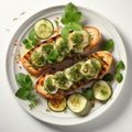 Grilled Bread With Cucumber, Mint, And Lemon Slices - Tran Nguyen Style