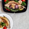 Grilled Breams with Veggies and Herbs