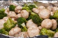 Grilled broccoli foil mushrooms with marinade