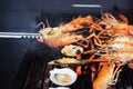 grilled butter scallops and shrimps BBQ Royalty Free Stock Photo