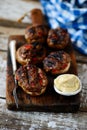 Grilled champignons Stuffed with lamb.style rustic Royalty Free Stock Photo