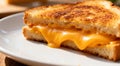 Grilled Cheese cheddar Sandwich on white plate Royalty Free Stock Photo