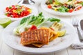 Grilled cheese with salsa salad Royalty Free Stock Photo