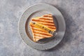 Grilled cheese sandwich on gray concrete background