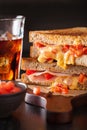 Grilled cheese sandwich with ham and tomato Royalty Free Stock Photo