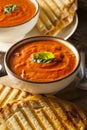 Grilled Cheese Sandwich with Tomato Soup Royalty Free Stock Photo