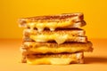 Grilled Cheese tasty fast food street food for take away on yellow background