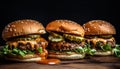 Grilled cheeseburger on ciabatta, with fries and cola refreshment generated by AI