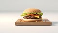 Grilled cheeseburger on wooden table, ready to eat, American culture generated by AI Royalty Free Stock Photo