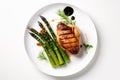 Grilled chicken asparagus steak. Generate Ai Royalty Free Stock Photo