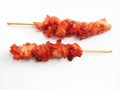Grilled chicken on bamboo skewers Royalty Free Stock Photo