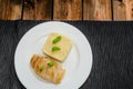 Grilled chicken breast with couscous and basil Royalty Free Stock Photo