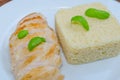 Grilled chicken breast with couscous and basil Royalty Free Stock Photo