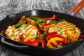 Grilled Chicken breast fillet and fried bell pepper, top view Royalty Free Stock Photo