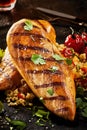 Grilled chicken breast with parsley Royalty Free Stock Photo