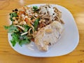 Grilled Chicken Breast with Pasta and a Bean Salad Royalty Free Stock Photo