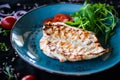 Grilled chicken breast with roasted vegetables Royalty Free Stock Photo