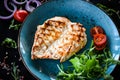 Grilled chicken breast with roasted vegetables Royalty Free Stock Photo