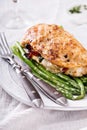 Grilled chicken breast stuffed with mozzarella Royalty Free Stock Photo