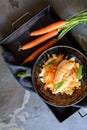 Grilled chicken breasts, with pineapple and carrot garnish Royalty Free Stock Photo