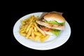 Grilled chicken burger in a white plate