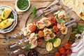 Grilled chicken cabobs on skewers Royalty Free Stock Photo