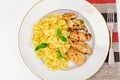 Grilled Chicken Fillet with Pasta Bows Royalty Free Stock Photo