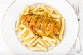 Grilled Chicken Fillet with Pasta Royalty Free Stock Photo