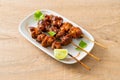 grilled chicken gizzard skewer with herbs and spices Royalty Free Stock Photo