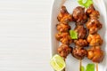 grilled chicken gizzard skewer with herbs and spices Royalty Free Stock Photo