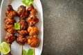 grilled chicken gizzard skewer with herbs and spices Royalty Free Stock Photo