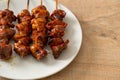 Grilled chicken gizzard skewer yakitori serve in izakaya style Royalty Free Stock Photo