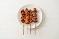 Grilled chicken gizzard skewer yakitori serve in izakaya style Royalty Free Stock Photo