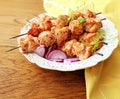 Grilled chicken kabob on a skewer Royalty Free Stock Photo
